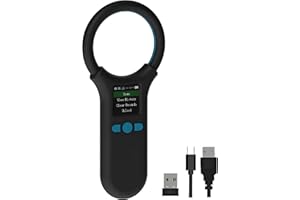 Rabitpos Pet Microchip Scanner, Animal Universal Microchip Tag Reader Scanner with 1.44” TFT Screen, 500 Pieces Data Storage, 800mAh Rechargeable Battery, 3-in-1 Connections