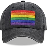 KKMKSHHG Pride Accessories Hat for Men Women, Adjustable Rainbow Gay Pride Stuff LGBTQ Flag Baseball Cap, Funny Birthday Gifts for Asexual Lesbian Bisexual LGBT Dad Mom Friends