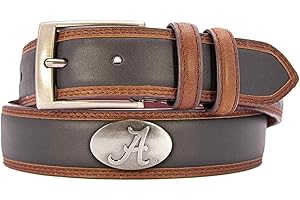 ZEP-PRO Alabama Crimson Tide Men's Collegiate Two Tone Leather Belt, Black-Brown, UAL
