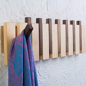 rainluckyrain Coat Rack Wood Hanger with FlipDown Hooks