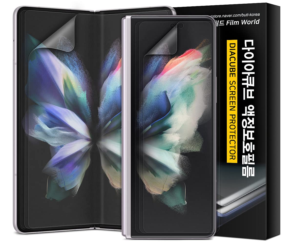 Photo 1 of (3Sets) DIACUBE Edge to Edge Full Cover Anti-Glare Screen Protector Compatible Samsung Z Fold 3 5G, High Definition Anti-Scratch Bubble Free Easy Installation Ultrasonic Fingerprint Compatible Front 3ea + Inside 3ea(Galaxy Z Fold 3 5g Matte Anti-Glare)