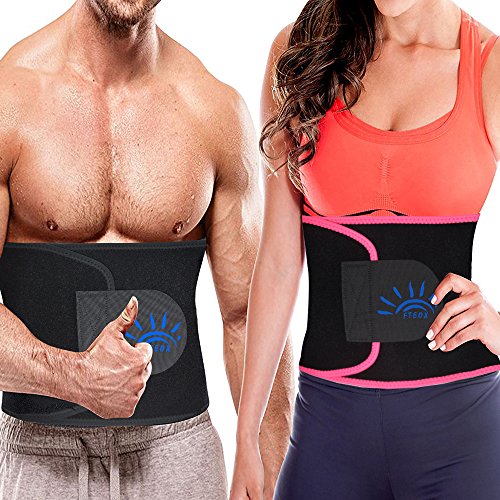 FTEOX Waist Trimmer,Waist Trainer Waist Trimmer Belt Weight Loss Wrap Fat Stomach Burner Ab Belt Belly sweat belt Body Shaper Back Lumbar Support with Sauna Suit for Women&Men (Black, Large)
