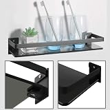 SAYAYO Black Tempered Glass Shelf 38cm Wall Mounted SUS304 Rail view 6