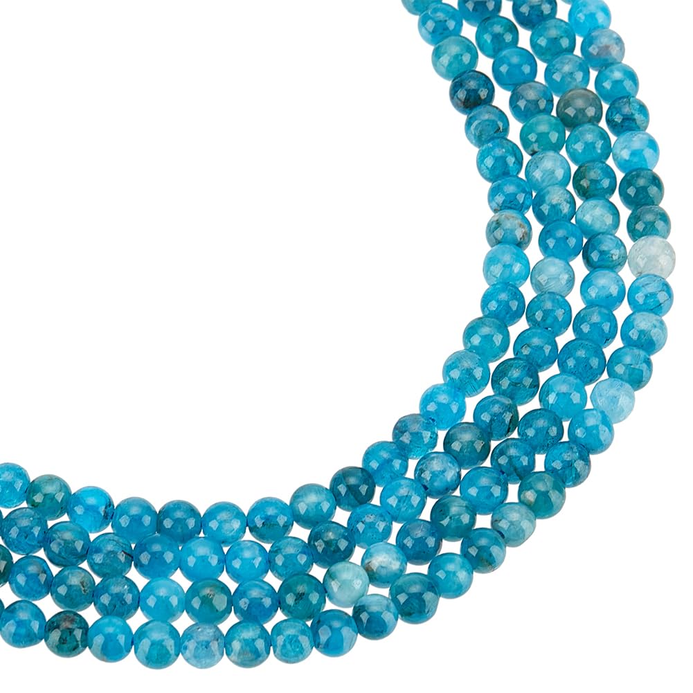 NBEADS 2 Strands About 186 Pcs Natural Apatite Beads, 4mm Round Smooth Stone Beads Loose Gemstone Beads Spacer Beads for DIY Crafts Necklace Bracelet Jewelry Making