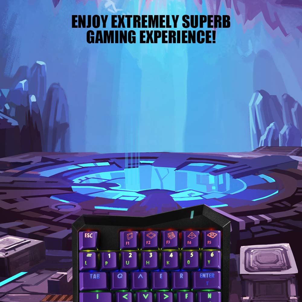 One Handed Gaming Keyboard, MAD GIGA Mechanical Red Switch Gaming Keypad Half Keyboard with Programmable Macro for Game PUBG/CS GO/Rainbow 6/LOL/Dota2