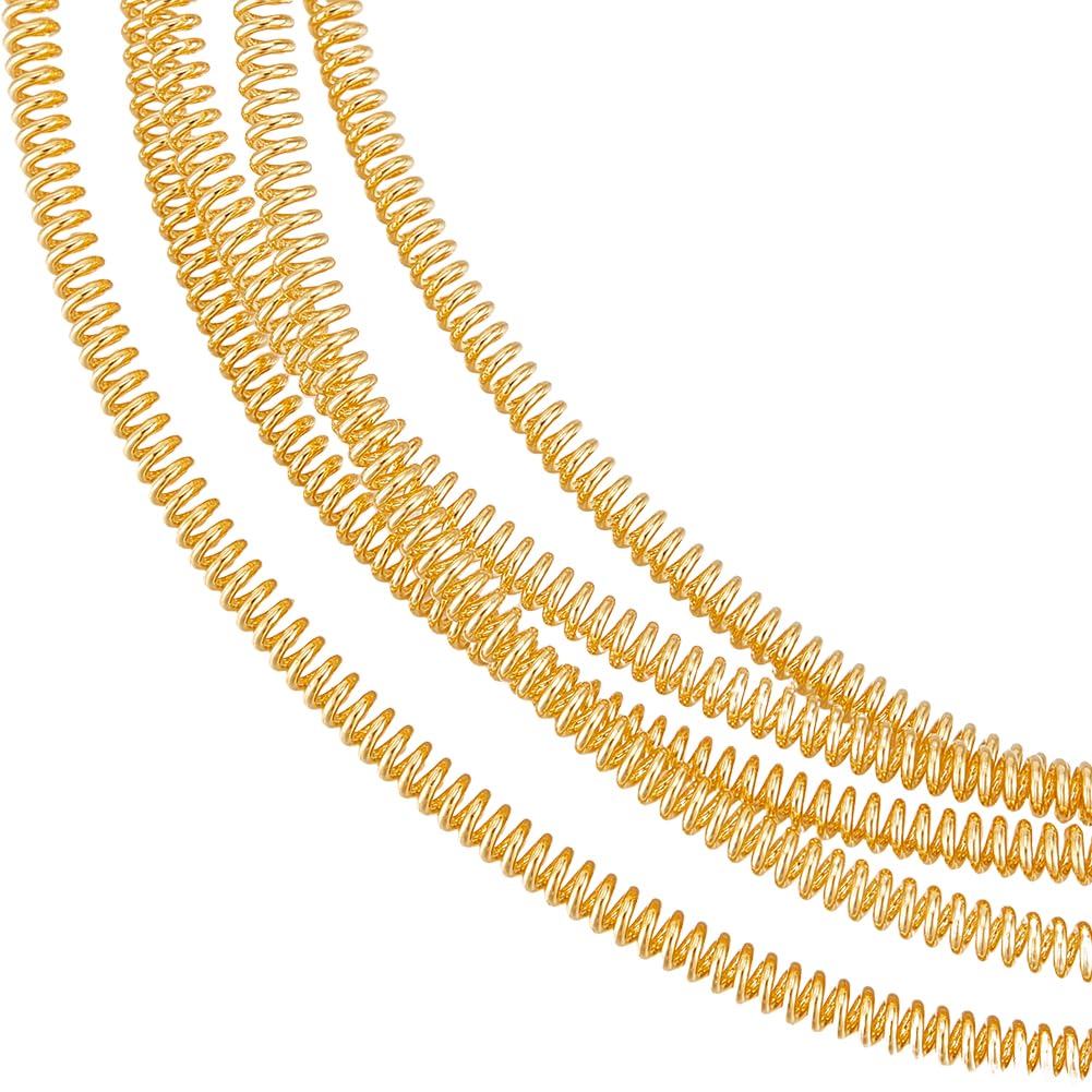 Beebeecraft 2M Copper Wire 24K Gold Plated Brass 0.4mm/26g Round French Gimp Wire Flexible Coil Wire for Embroidery and Jewelry Making
