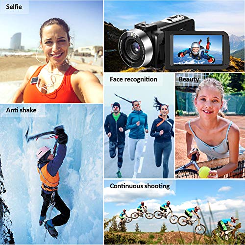 Video Camera Camcorder,Vlogging Camera for Youtube 2.7K Full HD 30MP 18X Digital Video Camcorder with Microphone, Lens Hood,2 Batteries
