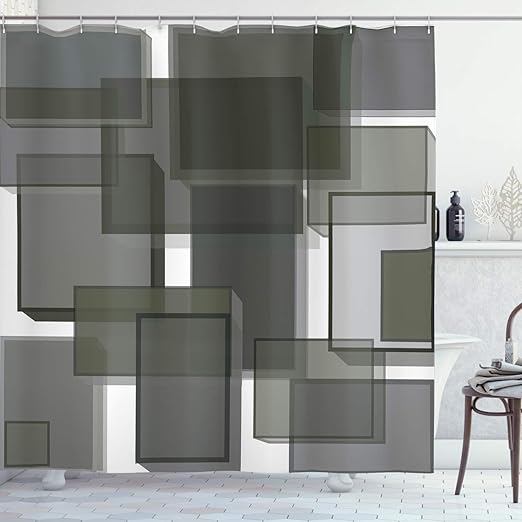 Amazon Com Ambesonne Taupe Shower Curtain 3 Dimensional Cubes