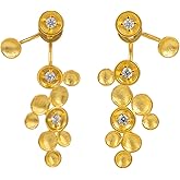 GEEZENCA 925 Sterling Silver 18k Gold Plated Star Dangle Earrings with 5A CZ, Unique Statement Celestial Jacket Earrings, Luxury Illusion Ear Jewelry Gift