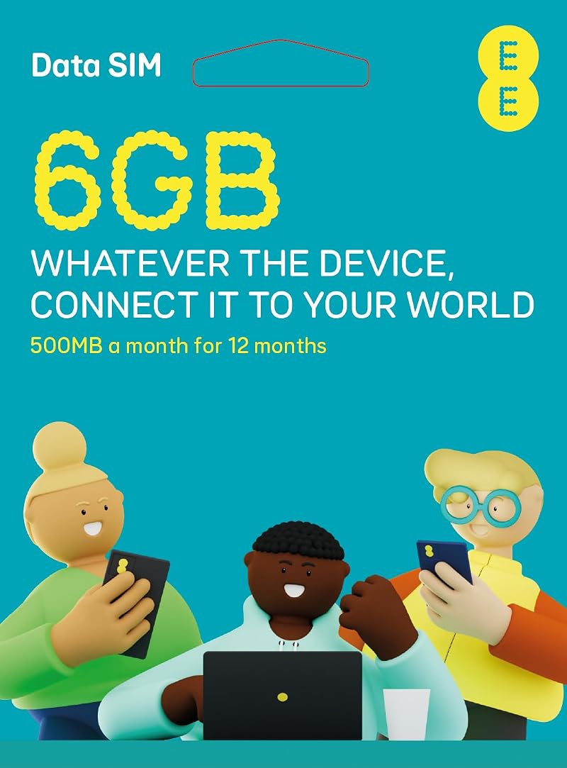 EE PAYG 4G Data SIM 6GB Total 500MB Monthly for 12 Months Pay As You Go