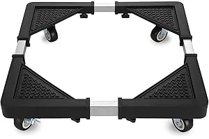HQO LOVL Mini Fridge Stand with 4 Locking Wheels 17.7"-25.6" Adjustable Dolly Washing Machine Stand Base，for Furniture Portable Refrigerator Dryer Stand（Black）