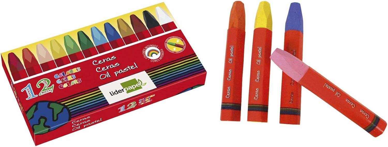 Liderpapel - Lápices Cera Blanda Caja De 12 Colores: Amazon.es: Oficina y papelería
