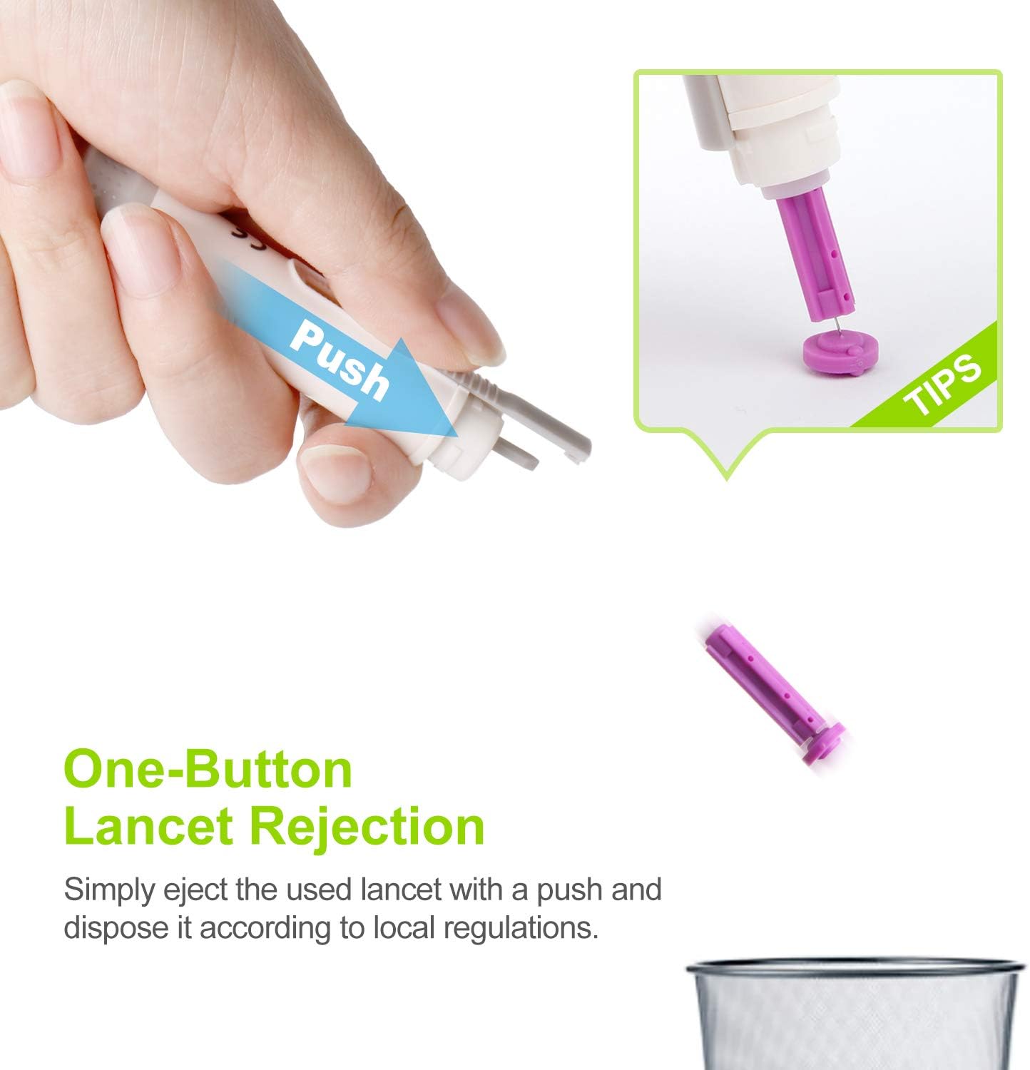 AUVON Lancing Device with Less Pain Design, Blood Sample Pen and Twist Top 100pcs 30 Gauge Lancets for Blood Sugar Level Monitoring: Health & Personal Care