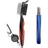 Gzingen Golf Tool Set, Golf Club Groove Sharpener and Retractable Golf Club Brush, Re-Grooving Tool and Cleaner for Wedges & Irons for Golfers, Practical Sharp and Clean Kits