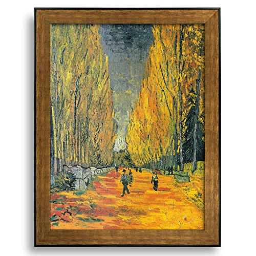 Les Alyscamps by Vincent Van Gogh Framed Art Print Famous Painting Wall Decor Bronze and Black Frame