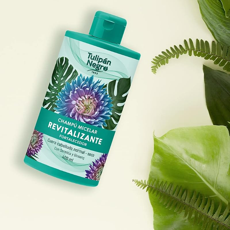Black Tulip - Champô Micelar Revitalizante e Fortalecedor, Cuidado para Cabelo Normal a Seco, com Serenoa e Ginseng, 400 ml
