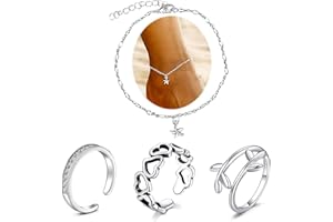 MODRSA Silver Gold Toe Rings for Women Bracelets Anklets Waterproof Toe Rings Non Tarnish Adjustable Womens Rings Gold Plated