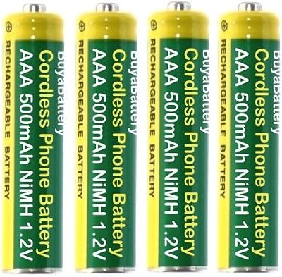 Soluminate AAA Rechargeable Batteries 500mAh NiMH 4-Pack for Cordless Phones