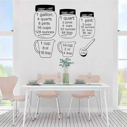 Yiyitop Medida De Cocina Cheet Sheet Bundle Etiqueta De La Pared