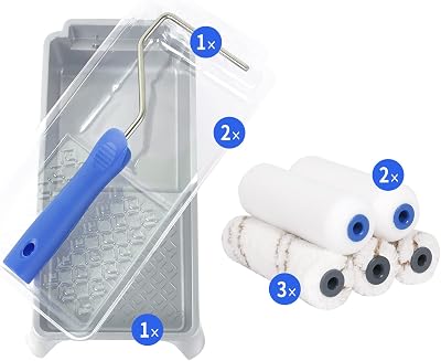 Mister Rui 4 Inch Paint Roller Set with Trays and Frames