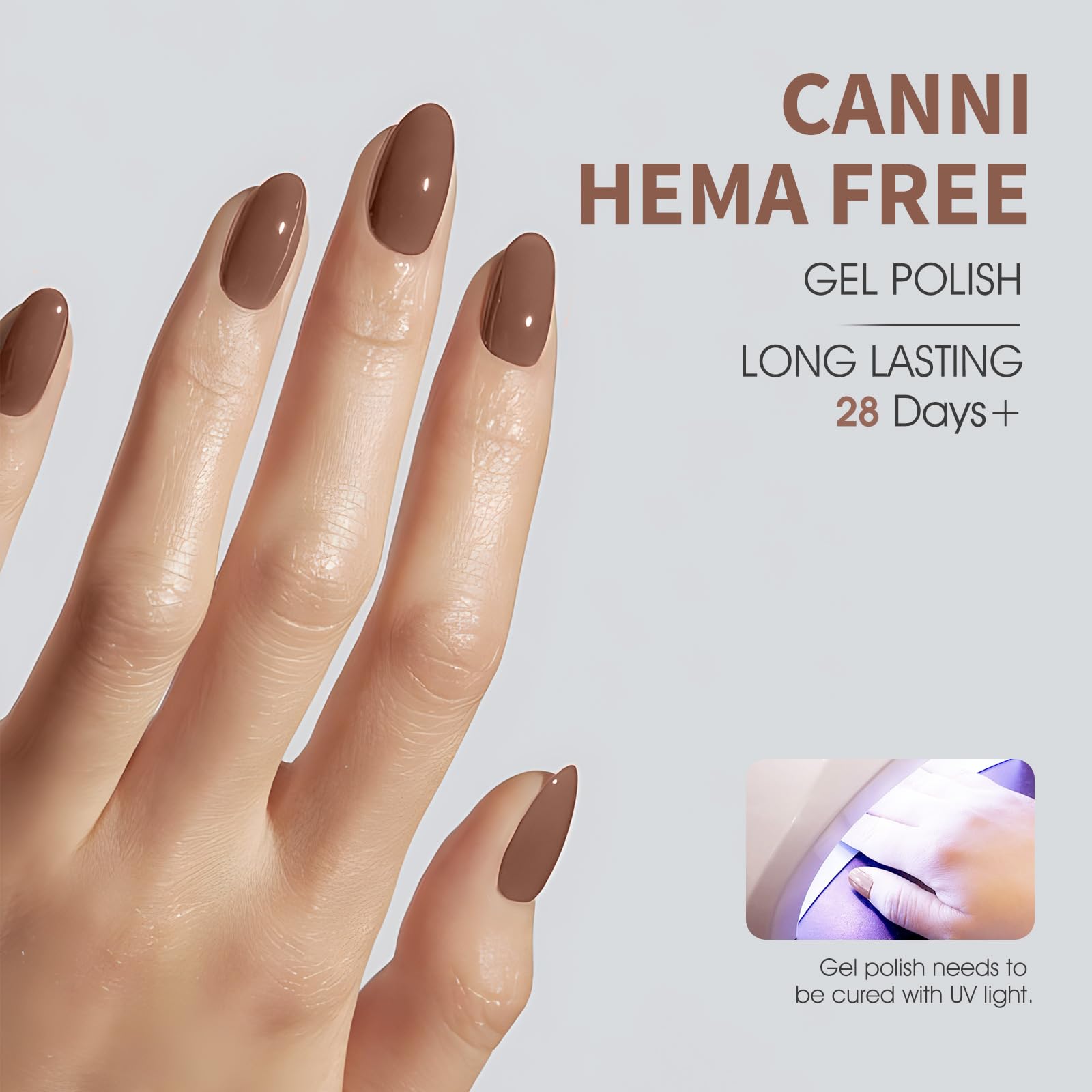 Canni Brown Gel Nail Polish, Chocolate Brown Color, High Gloss Soak Off Uv Gel Nail Polish for French Nail Manicure Salon DIY - Image 3