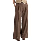 Arach&Cloz Womens Linen Blend Wide Leg Palazzo Pants All-Season Business Casual Outfits Dress Trousers