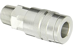 Dixon Valve 4FM4-S Stainless Steel 303 Manual Industrial Interchange Pneumatic Fitting, Socket, 1/2" Coupler x 1/2" - 14 NPTF Male Thread