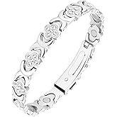 Jecanori Copper Bracelets for Women Pain Relief, Effective Pure Copper Magnetic Bracelet for Healing with 3500 Gauss Magnets, Four-leaf Clover (Silver)
