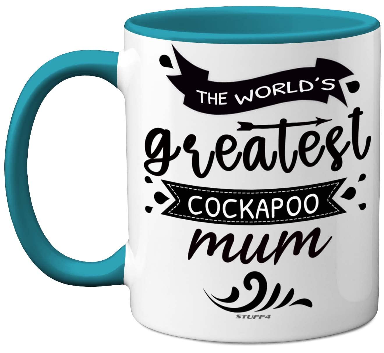 Stuff4 The World's Greatest Cockapoo Mum, Cockapoo Gifts for Lovers, Dog Mum Mug, Cockerpoo Gifts for Women, 11oz Ceramic Dishwasher Safe Premium Light Blue Mugs