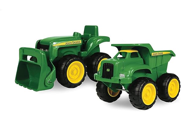 TOMY John Deere Vehicle Set - Includes Dump Truck Toy and Tractor Toy with Loader - Kids Outdoor Toys - Kids Construction and