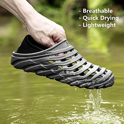 Kqpoinw Summer Unisex Garden Clogs Walking Slippers Lightweight Breathable Sandals Anti-Slip Quick Drying Beach Water Shoes ((Men)7 US/41 EU=10.04", Grey)
