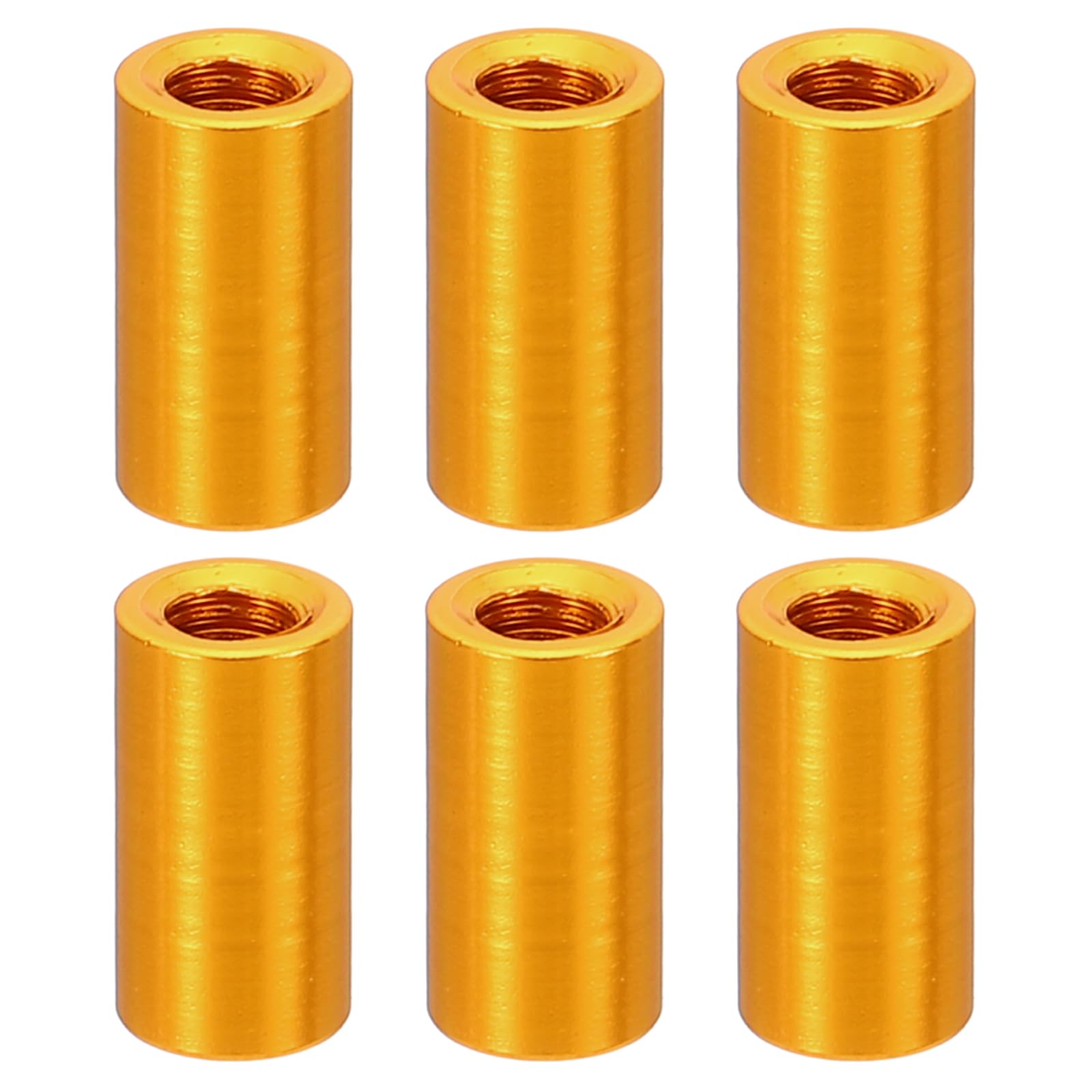 PATIKIL 6pcs M3 Metal Threaded Standoff Spacer Nuts, Round Aluminum Spacers Female Coupling Screws, 1/8" ID x 3/16" OD, Gold 3x5x10mm