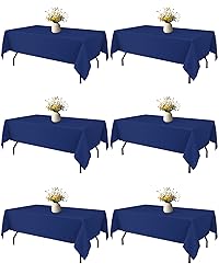 Niuara Navy Blue Fabric Rectangle Table Cloth - 6