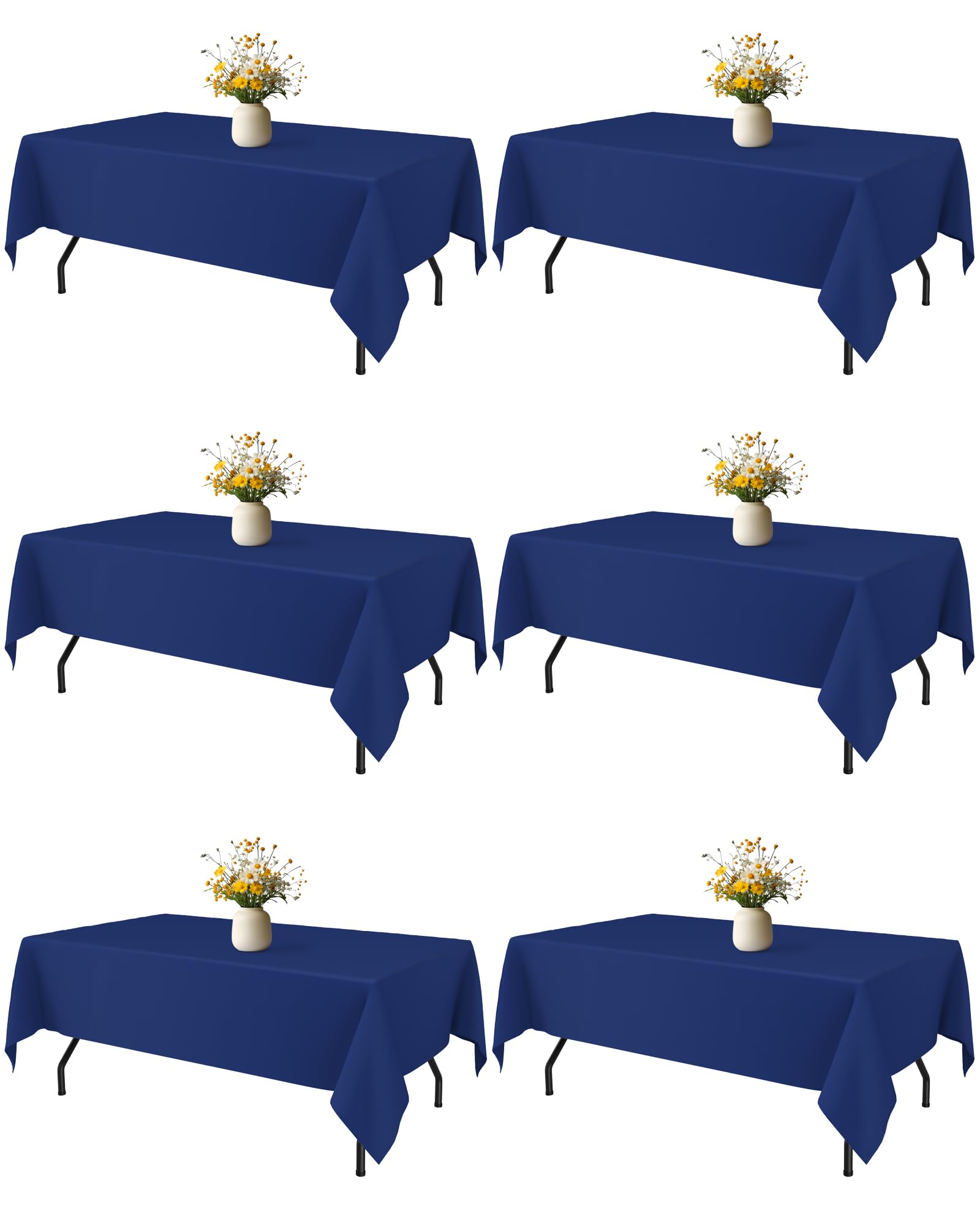 Niuara Navy Blue Fabric Rectangle Table Cloth - 6