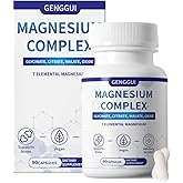Magnesium Complex 1000mg with 8 Types - Glycinate, Citrate, Malate - Supports Muscle Relaxation, Bone Health, Energy Production & Sleep - High Absorption, Non-GMO, Vegan Capsules, 90 Count (001)