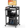 MetaTeel AV Presentation Cart Stand for Video Projector,TV,Laptop Computers,Printers,Metal Construction Rolling Cart with Adj