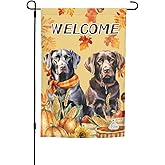 Autumn Fall Pumpkin Leaves Labrador Dog Garden Flag Welcome Party Outdoor Outside Decorations Picks Home House Garden Yard Decor 12x18 Inch