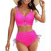 High Waisted Bikini - Two Piece Swimsuit for Women Tummy Control Modest Bathing Suit 2025 Cutout Twist Swimwear