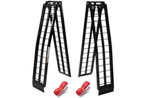 MOTORHOT 2Pcs 9FT ATV Loading Ramps for Pickup Truck, Aluminum Folding Ramps Motorcycle, Snow Blower, Dirt Bike, Lawnmowers Ramp with Safety Straps, 1200lbs Max Load,108" L x 11.6" W Each