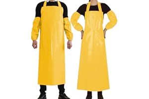 ELEBOX Waterproof Oil Proof Bib Apron Utility Apron Chemical Resistant Apron with Sleeve Work Apron Ultra Lightweight