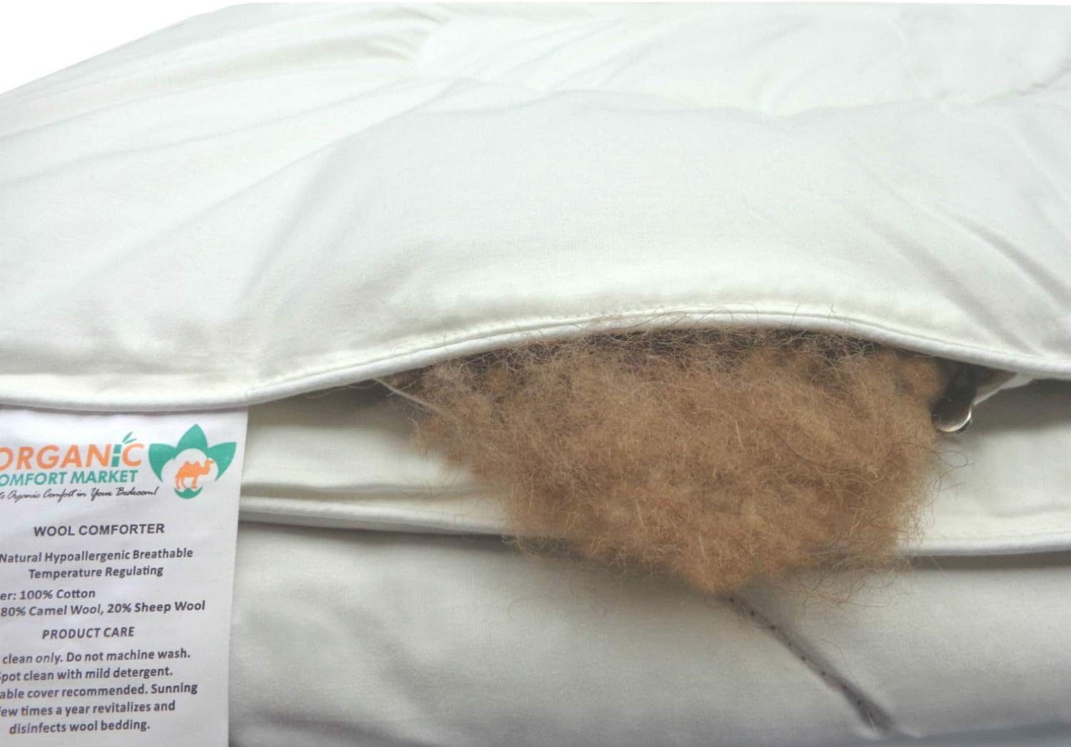 100% Organic Extra Warm Camel & Lamb Wool Comforter Duvet Insert. Size: Twin, 63"x87"