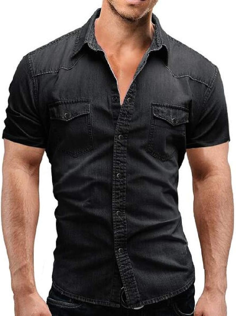 pipigo Mens Summer Button Down Dress 