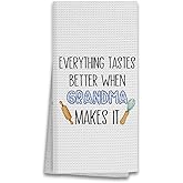 Hxlac Grandma Gifts Kitchen Towels, Grandma Gifts from Grandkids, Gifts for Grandma Dish Towels Tea Towels for Kitchen, Grandma Gifts for Christmas Birthday Hand Towels for Bathroom, 16x24 Inches