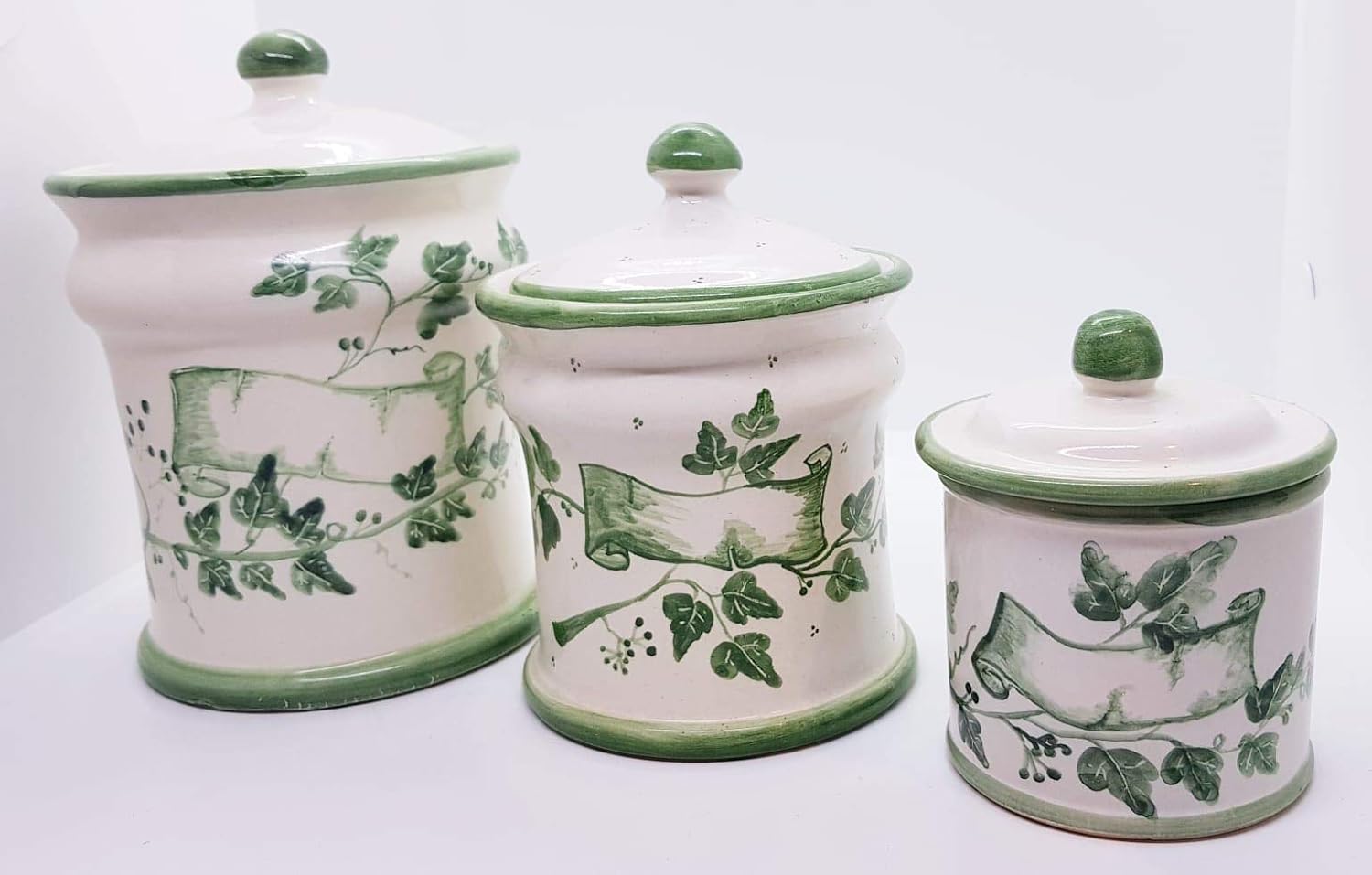 Set De 3 Bocaux Céramique Evviva Company – 1 L, Pour Sel, Sucre, Café, Design Ostuni