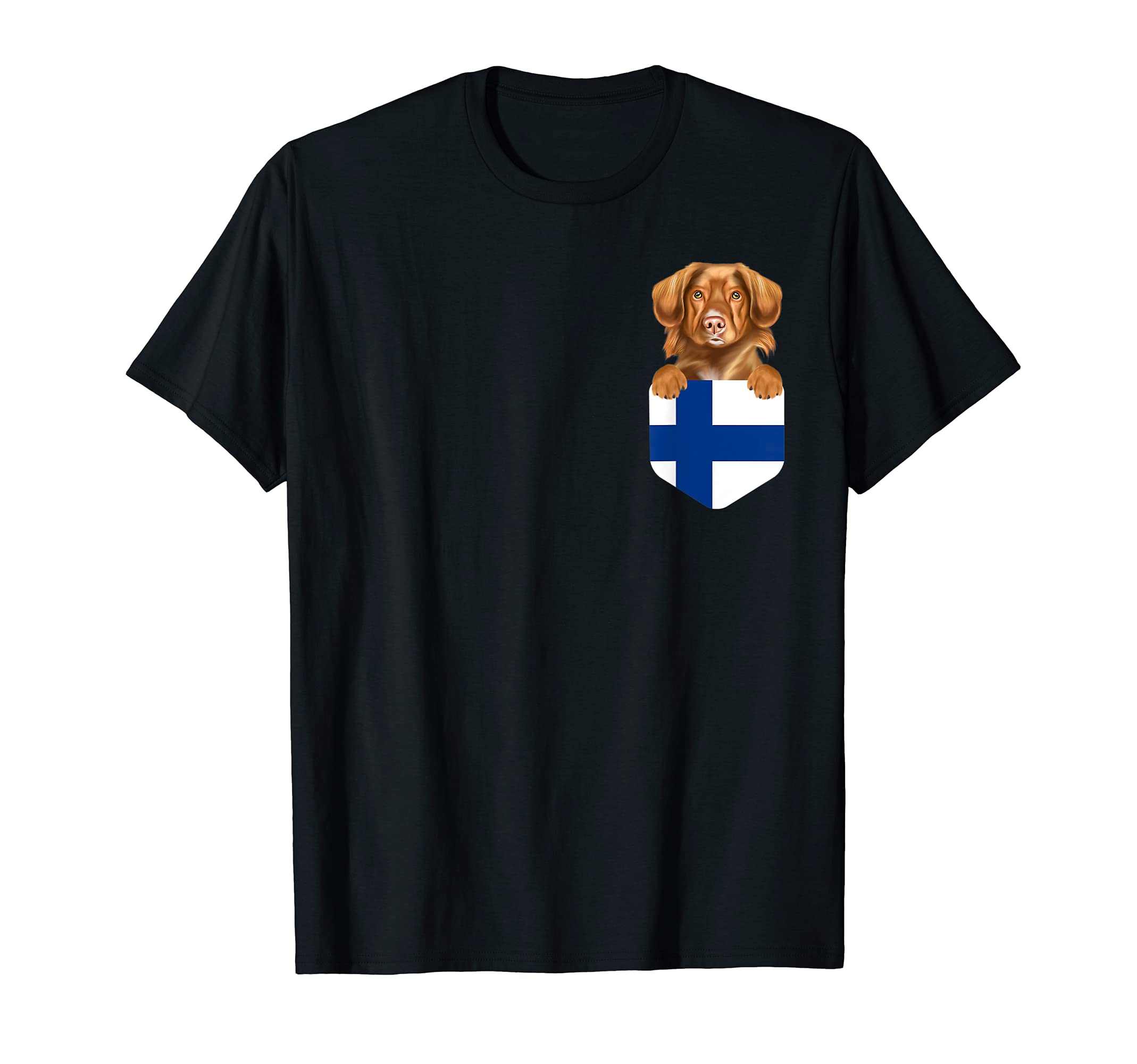Finland Flag Duck Tolling Retrievers Dog In Pocket T-Shirt