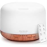 ASAKUKI Essential Oil Diffuser 500ml, Ultrasonic Aromatherapy Humidifier with Remote Control, 7 LED Colors, Timer & Auto-Off, Large Room Diffuser (Yellow)