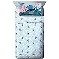 Jay Franco Disney Lilo & Stitch Floral Fun Queen Sheet Set - 4 Piece Set Super Soft and Cozy Kid’s Bedding - Fade Resistant Microfiber Sheets (Official Disney Product)