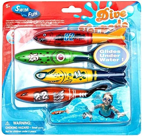 Diving Toy for Pool Use Gliding Shark Throwing Torpedo Underwater (4-pack)