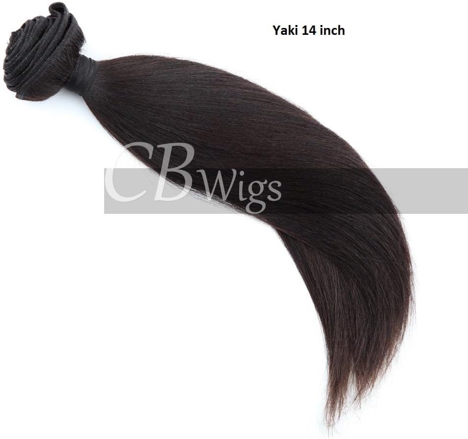 Cbwigs 7A Grade Light Yaki 100% Brazilian Virgin Human Hair Weft Real Unprocessed Yaki Straight Hair Extensions Natural Black 12 inch