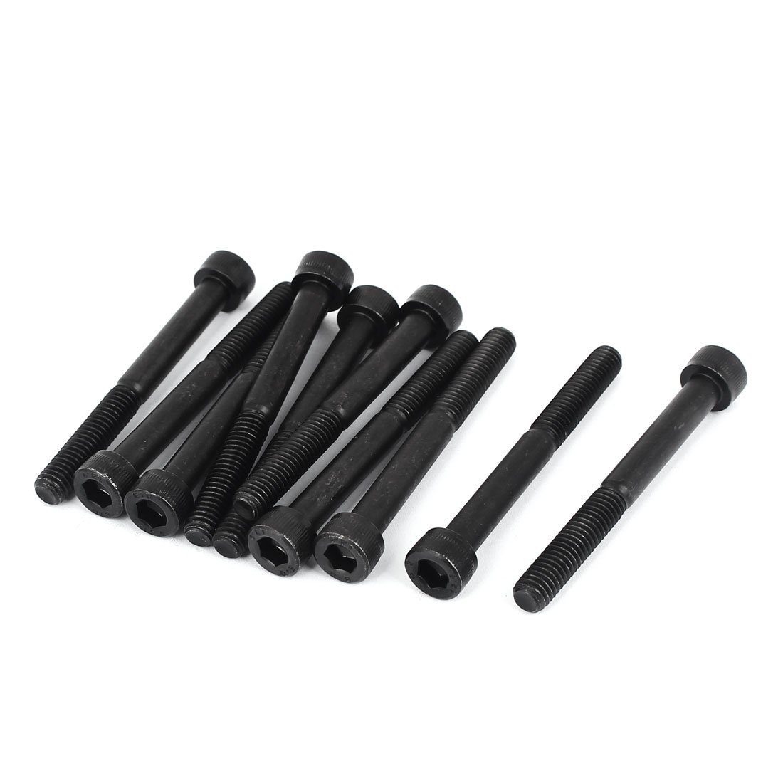 Sourcingmap M6x55mm 12.9 Alloy Steel Hex Socket Screws Partially Threaded Bolt Black 10Pcs — image 1